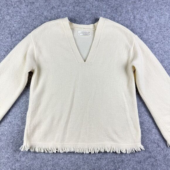 Anthropologie Joy Fringe Sweater Womens Medium Cozy Casual Pullover V-Neck Boho - Picture 1 of 15